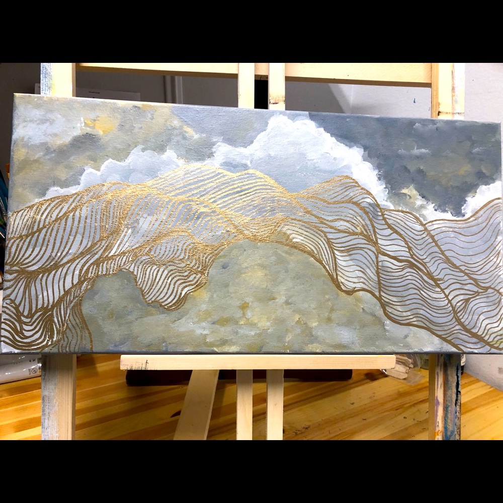 NEW Acrylic Painting Golden Lines by me 2021
